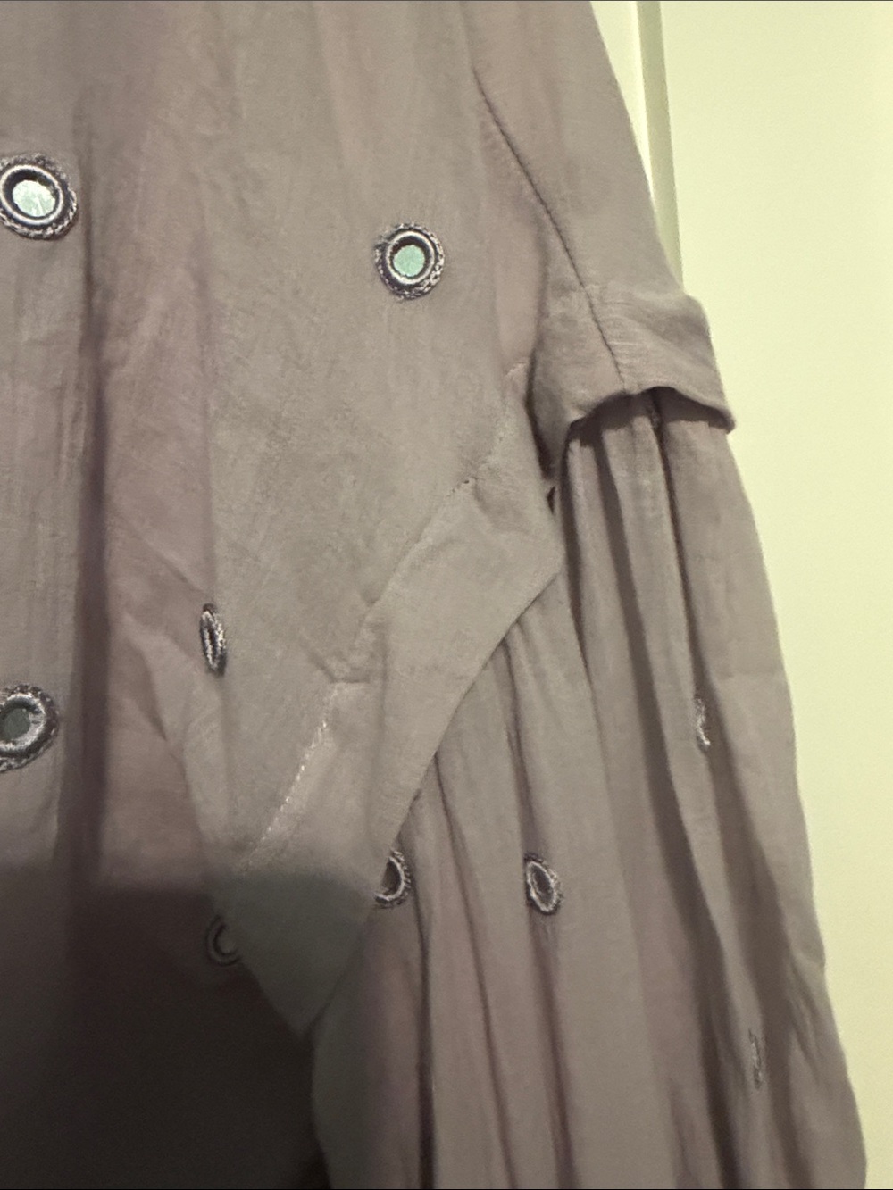 Free People 100% Cotton Lavender Silver Embellished Boho Tassel Tunic Size L - Picture 8 of 10
